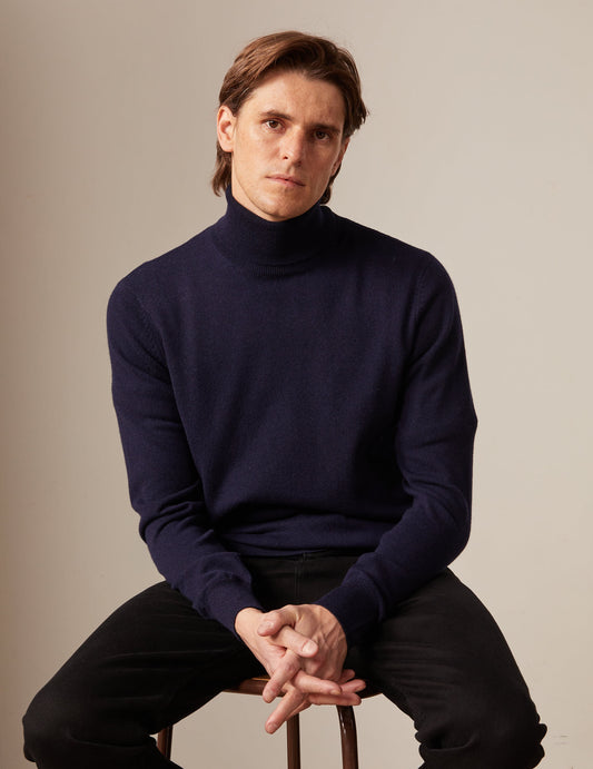 Navy wool and cashmere giovani sweater