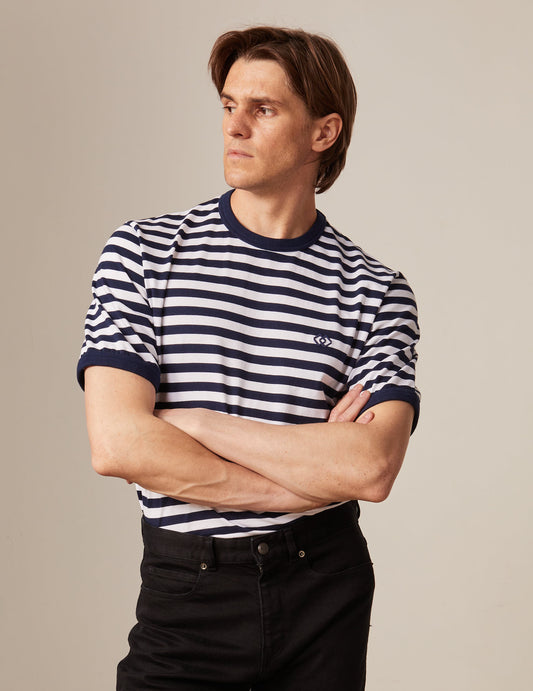 Navy striped cotton benny t-shirt