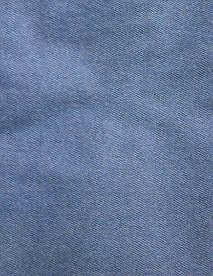 Blue cotton and cashmere "Je t'aime" shirt with navy embroidery