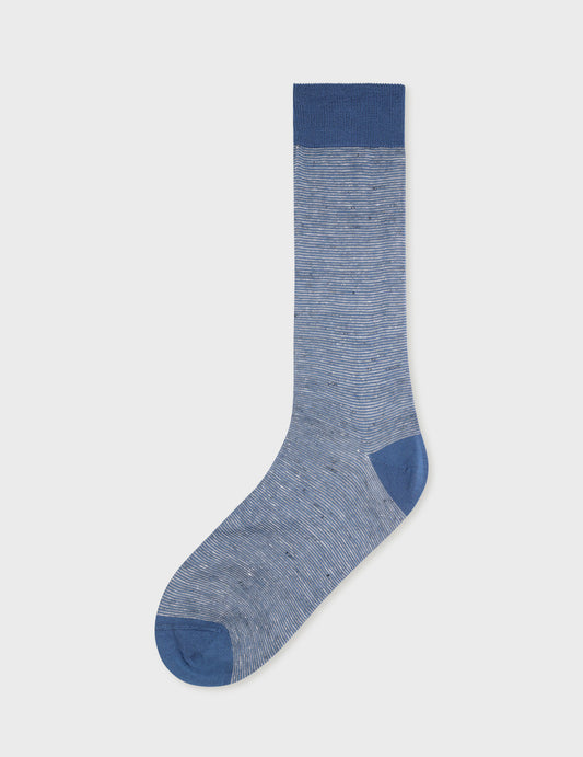Chaussettes rayées bleu en lin et coton