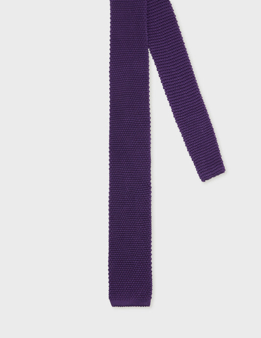 Cravate en tricot de soie violet
