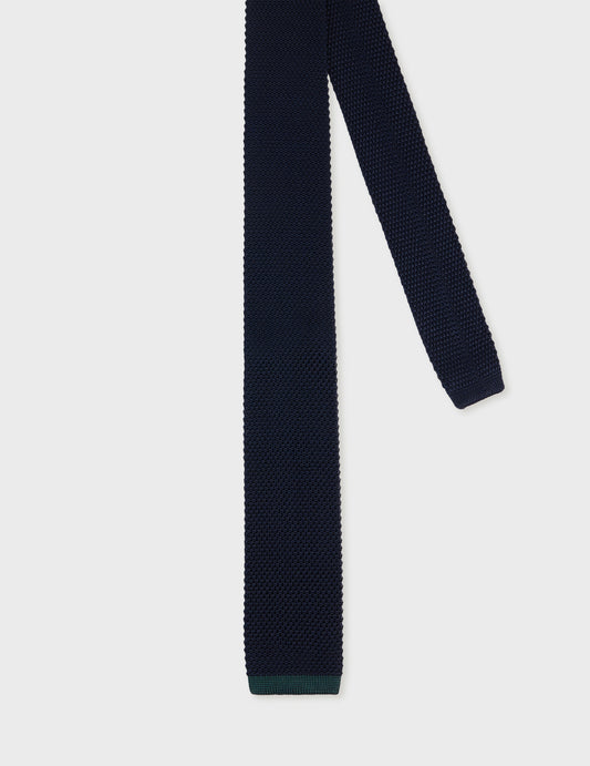 Navy silk knit tie