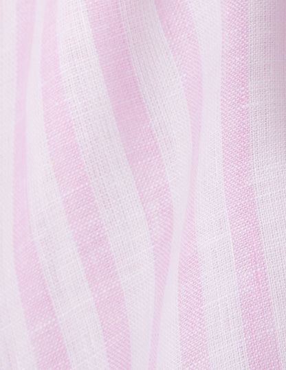 Chemise Ambre rayée en lin rose