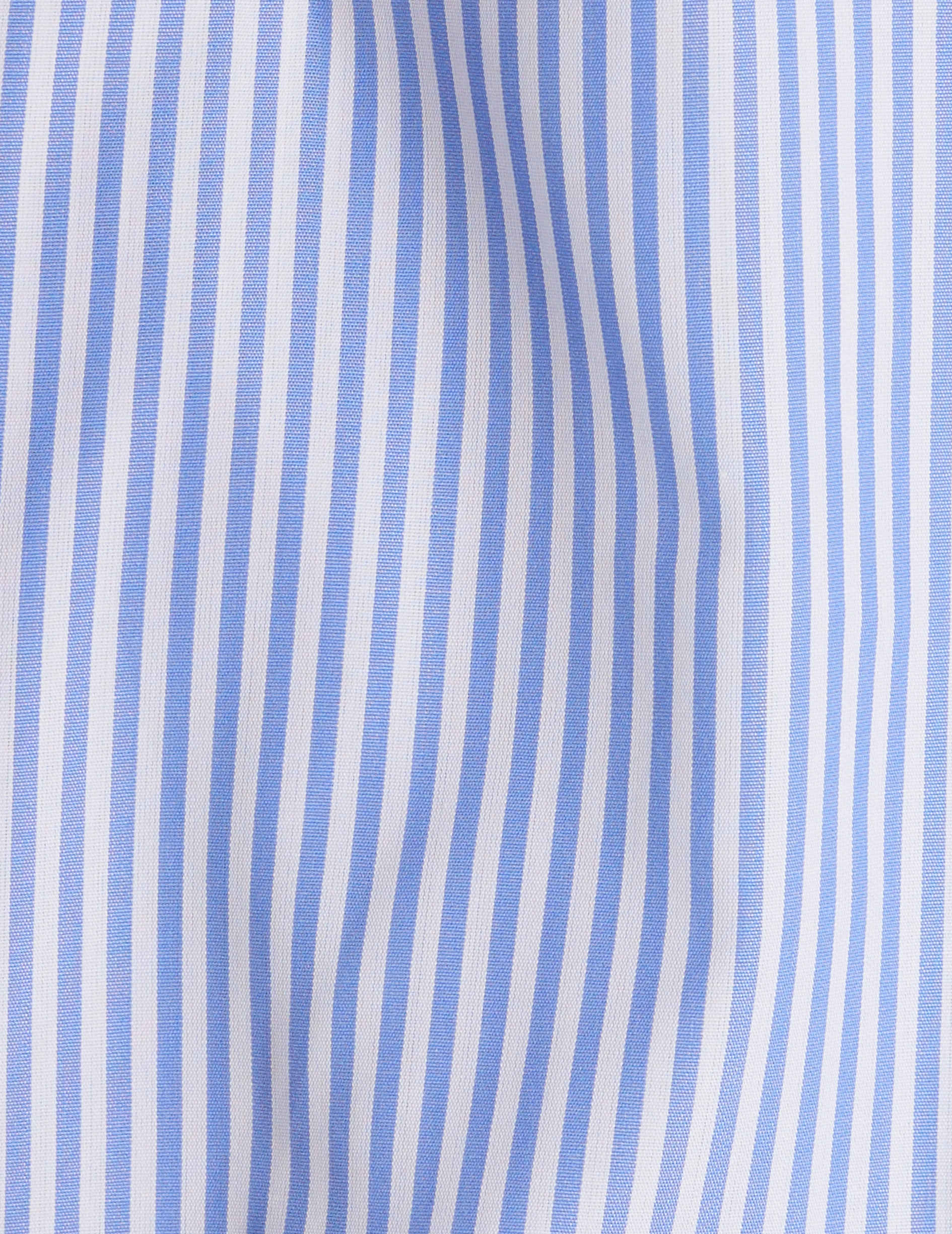 Striped blue Caroline hidden throat shirt - Poplin - Italian Collar