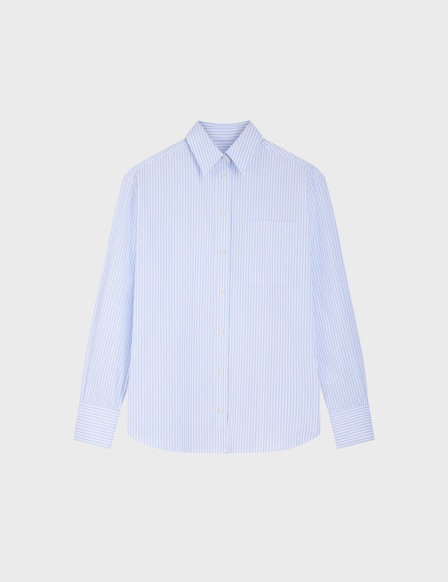 Striped light blue Charlotte shirt - Poplin - Shirt Collar