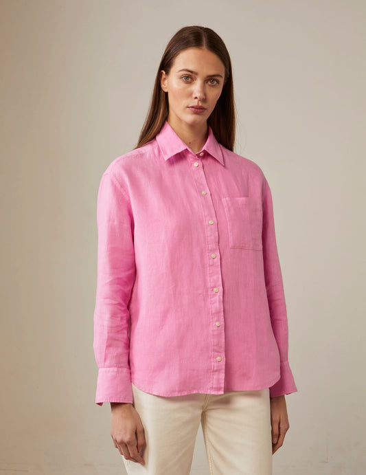Pink Charlotte shirt - Linen - Shirt Collar