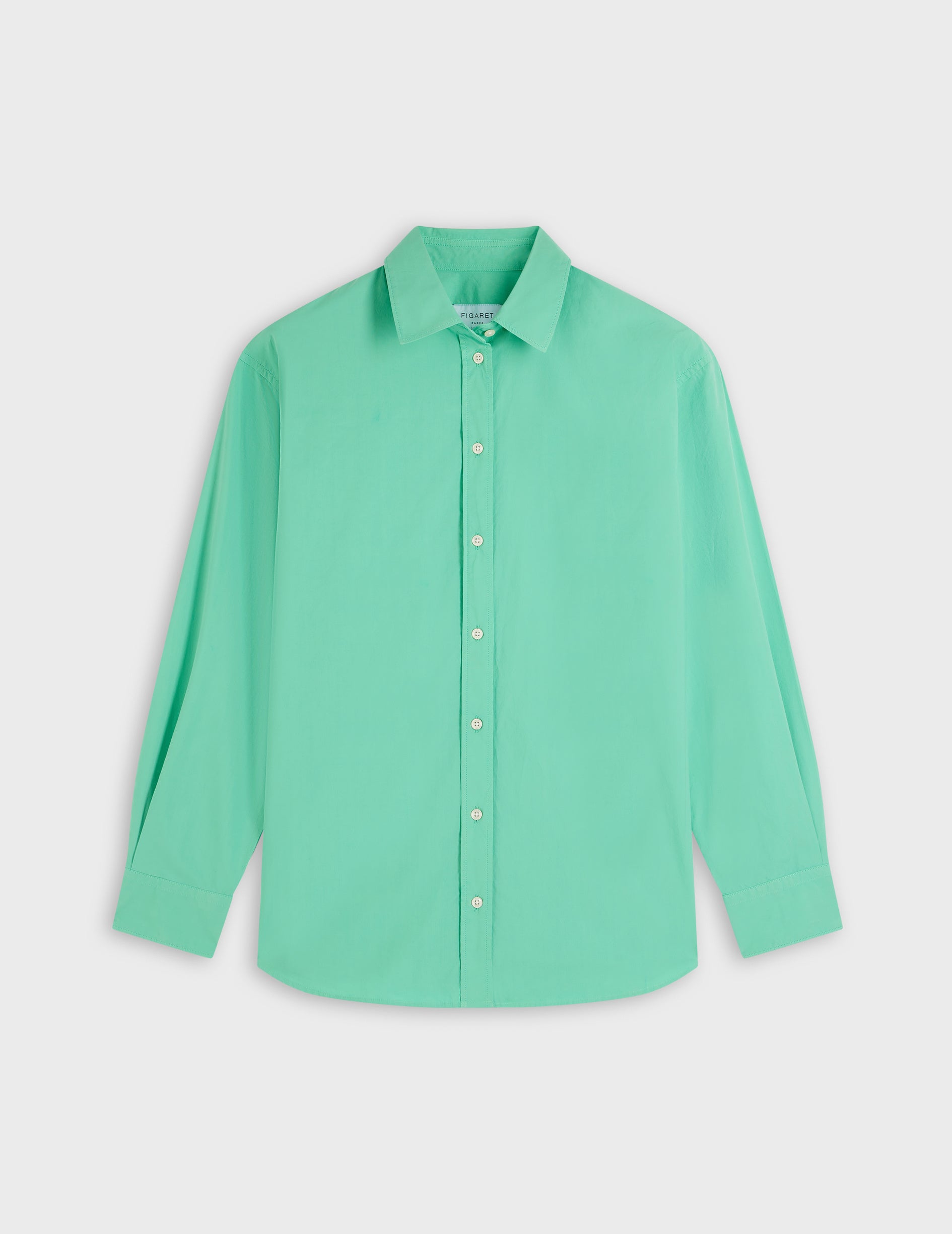 Oversized light green Delina shirt - Poplin - Shirt Collar