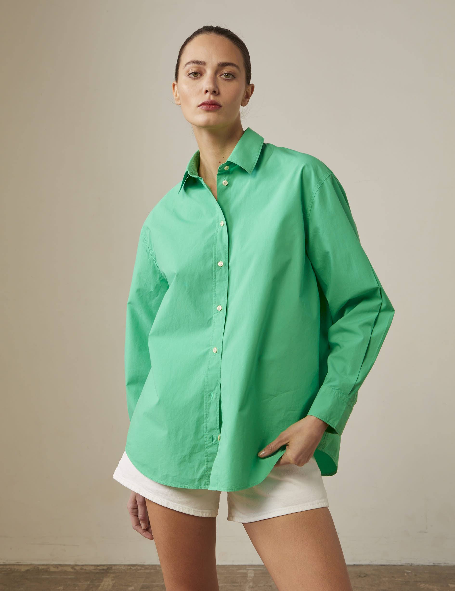 Oversized light green Delina shirt