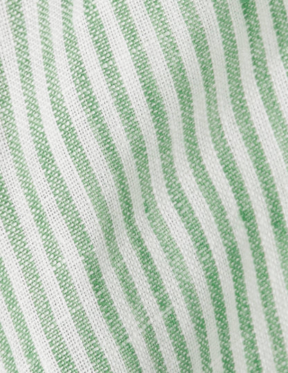 Delina oversized green linen striped shirt