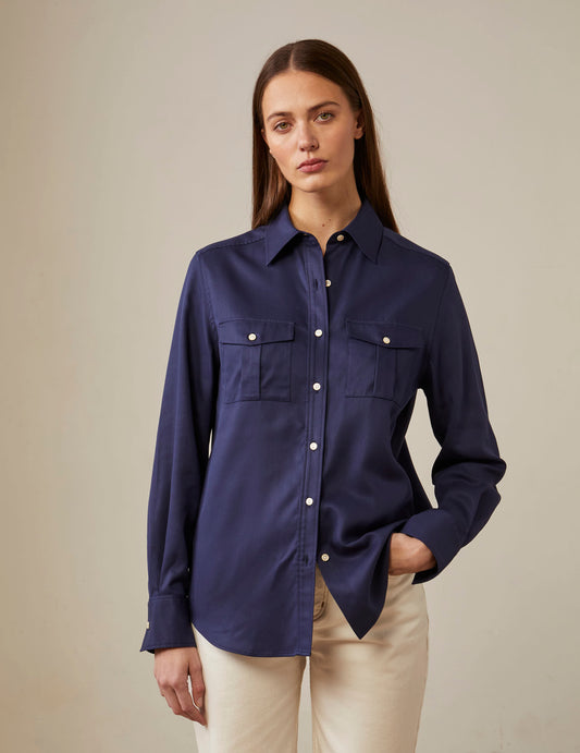 Navy Grace shirt - Twill - Shirt Collar