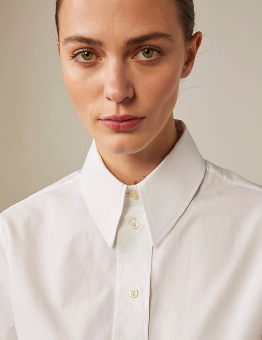 White Hannie shirt - Poplin - Long Collar