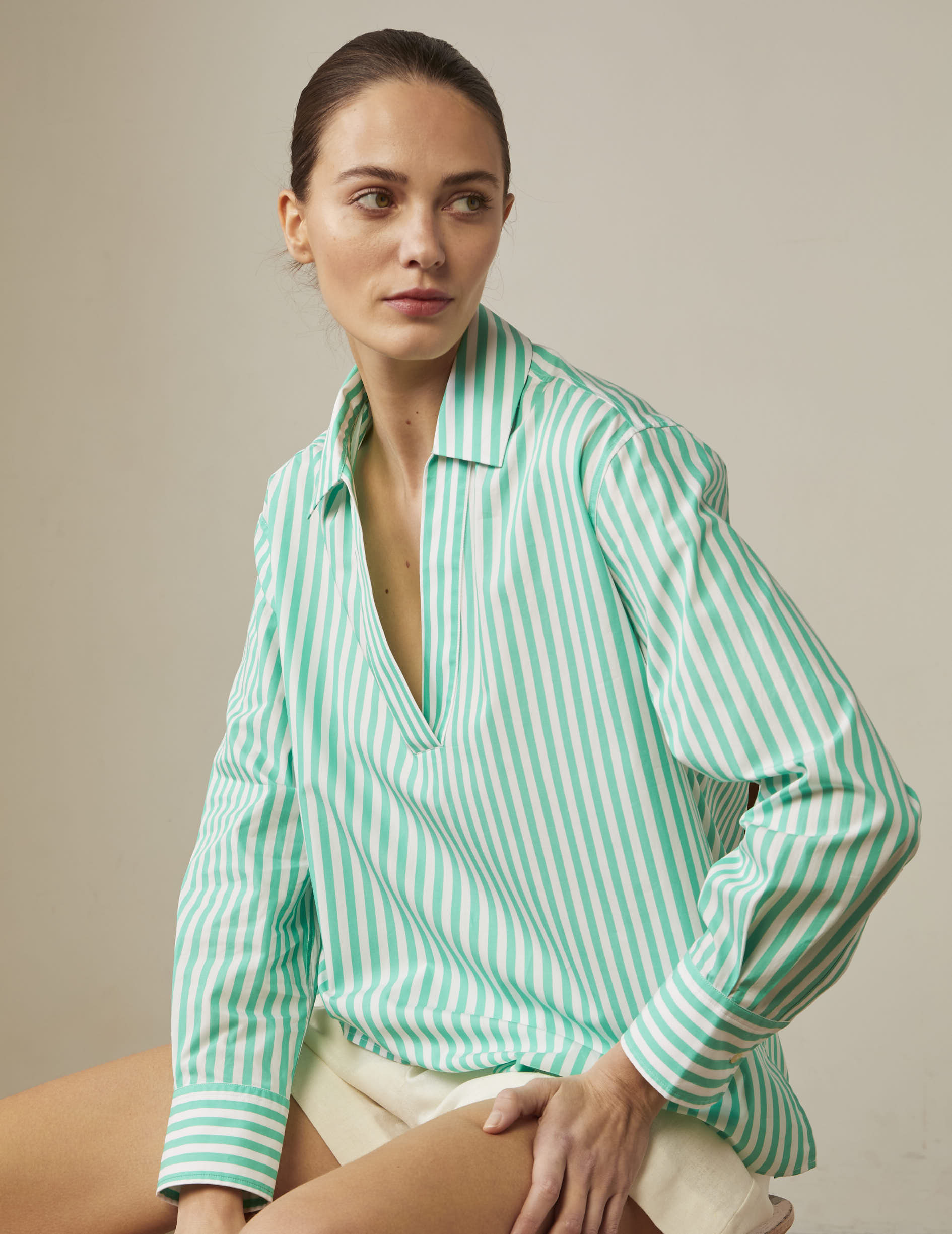 Striped light green Harmelle blouse