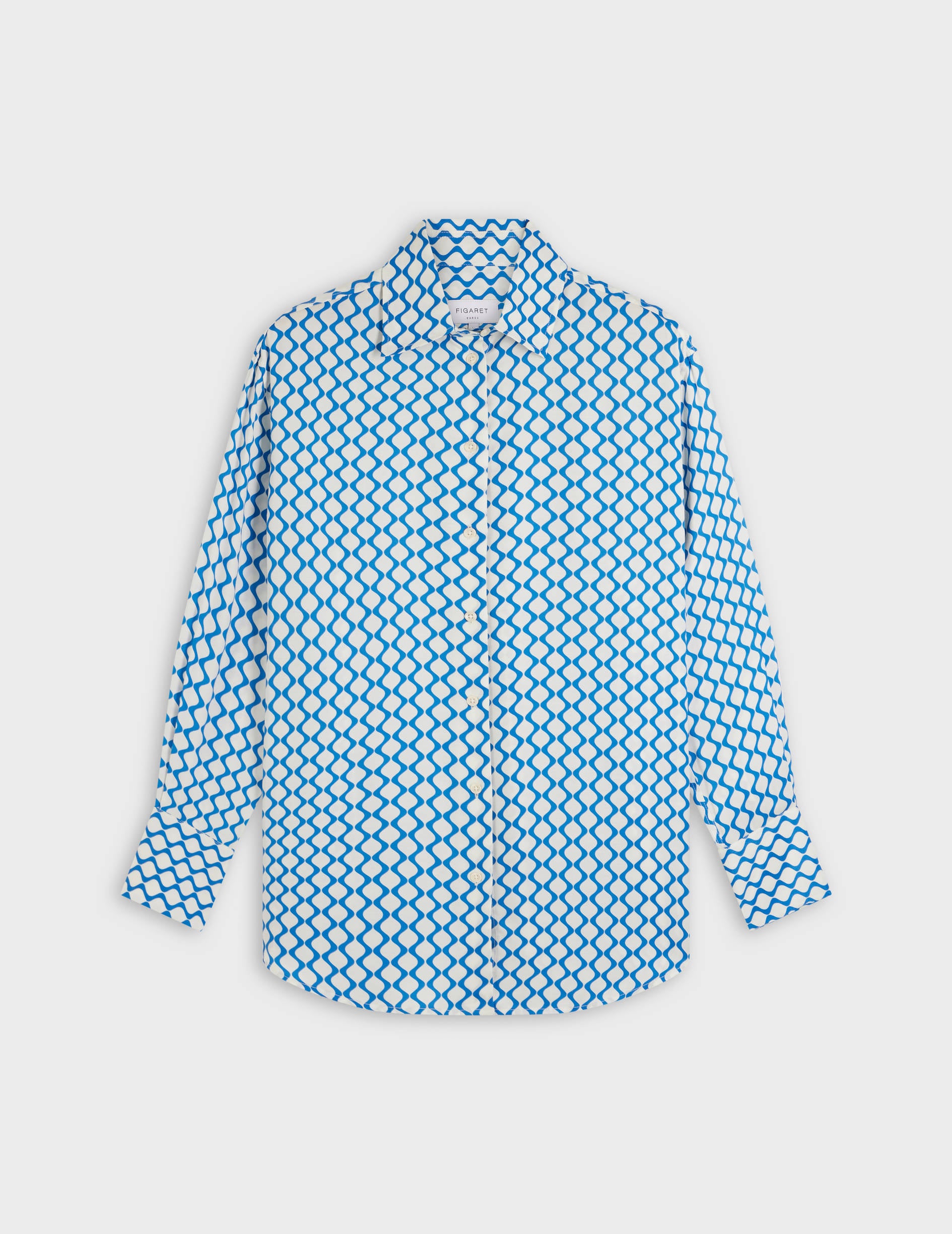 Oversized printed blue Mathilde shirt - Viscose - Shirt Collar