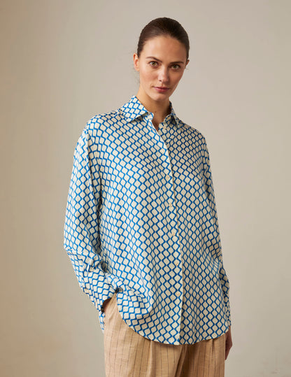 Oversized printed blue Mathilde shirt