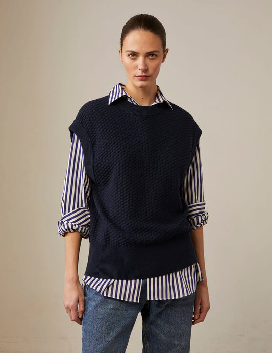 Harmony sweater in navy wool and cotton