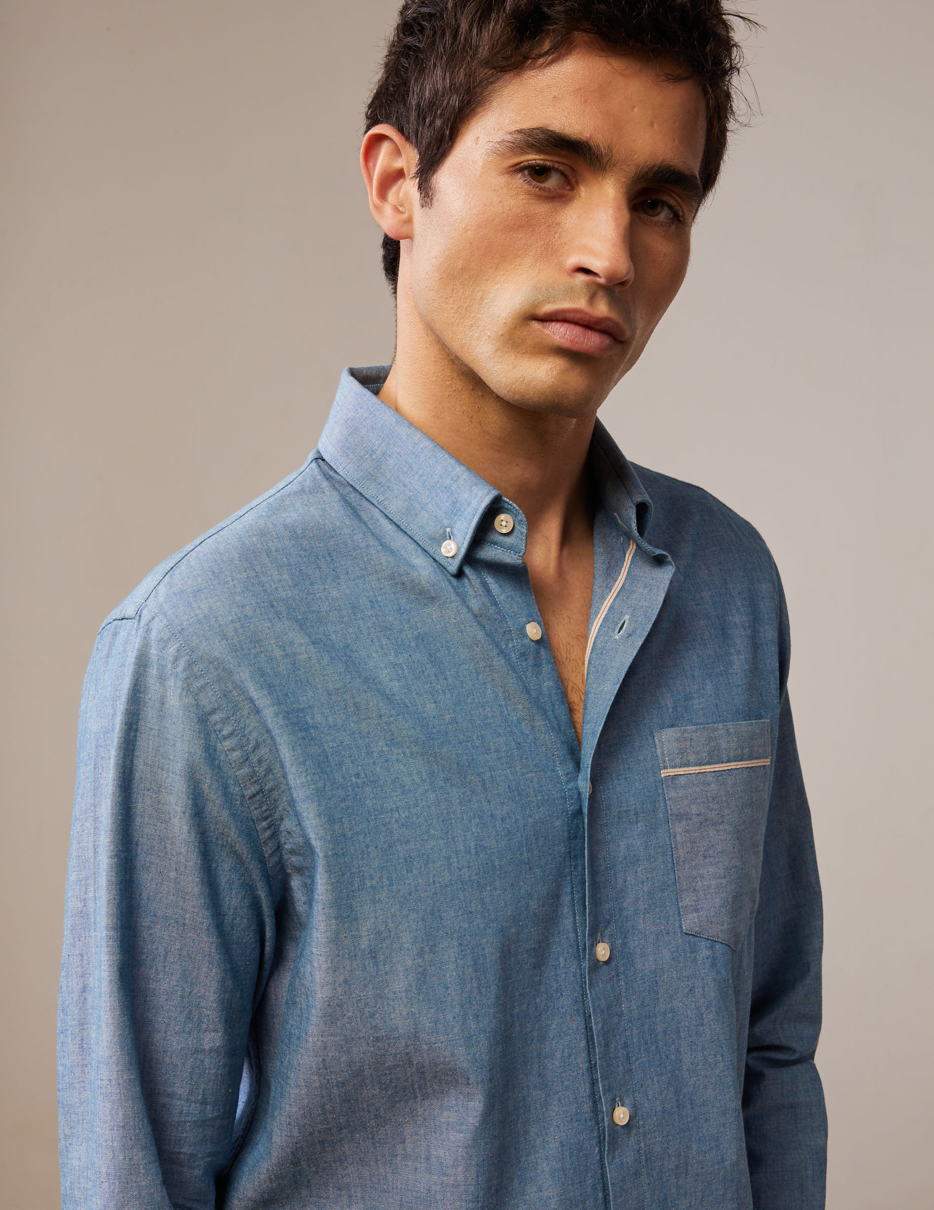 Amaury shirt in blue denim - Chambray - American Collar