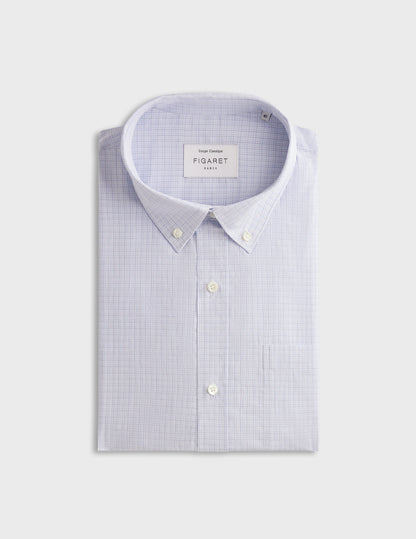 Classic short sleeve blue check shirt