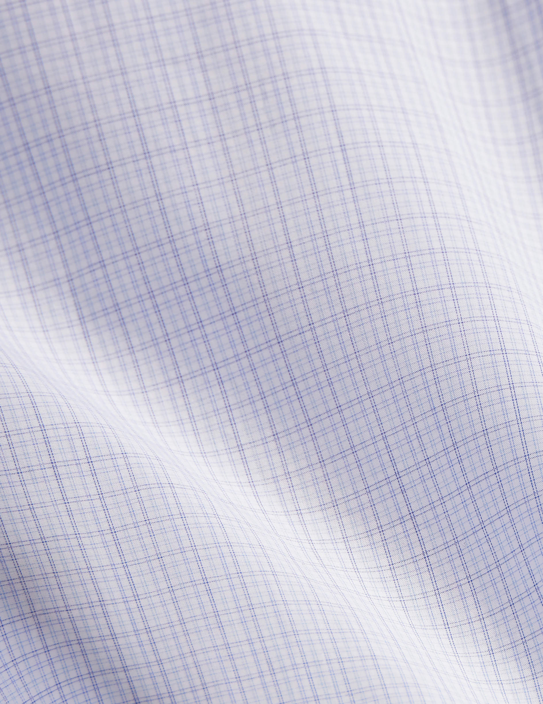 Chemise classique manches courtes à carreaux bleus - Popeline - Col Américain
