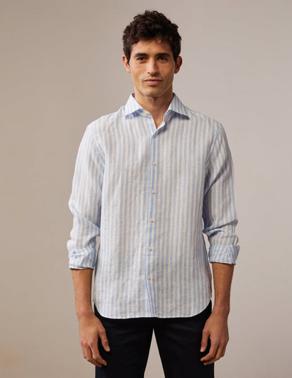 Aristote striped shirt in light blue linen
