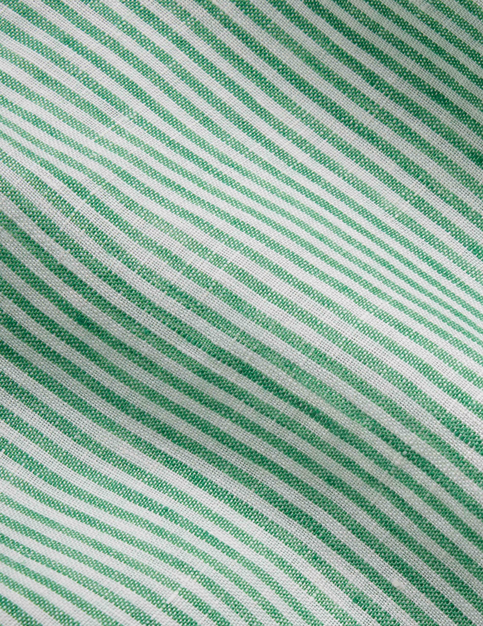 Aristote shirt in green striped linen - Linen - Italian Collar