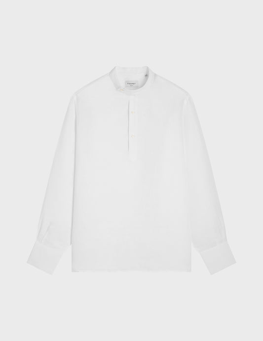 Arthur white linen shirt - Linen - Officer Collar