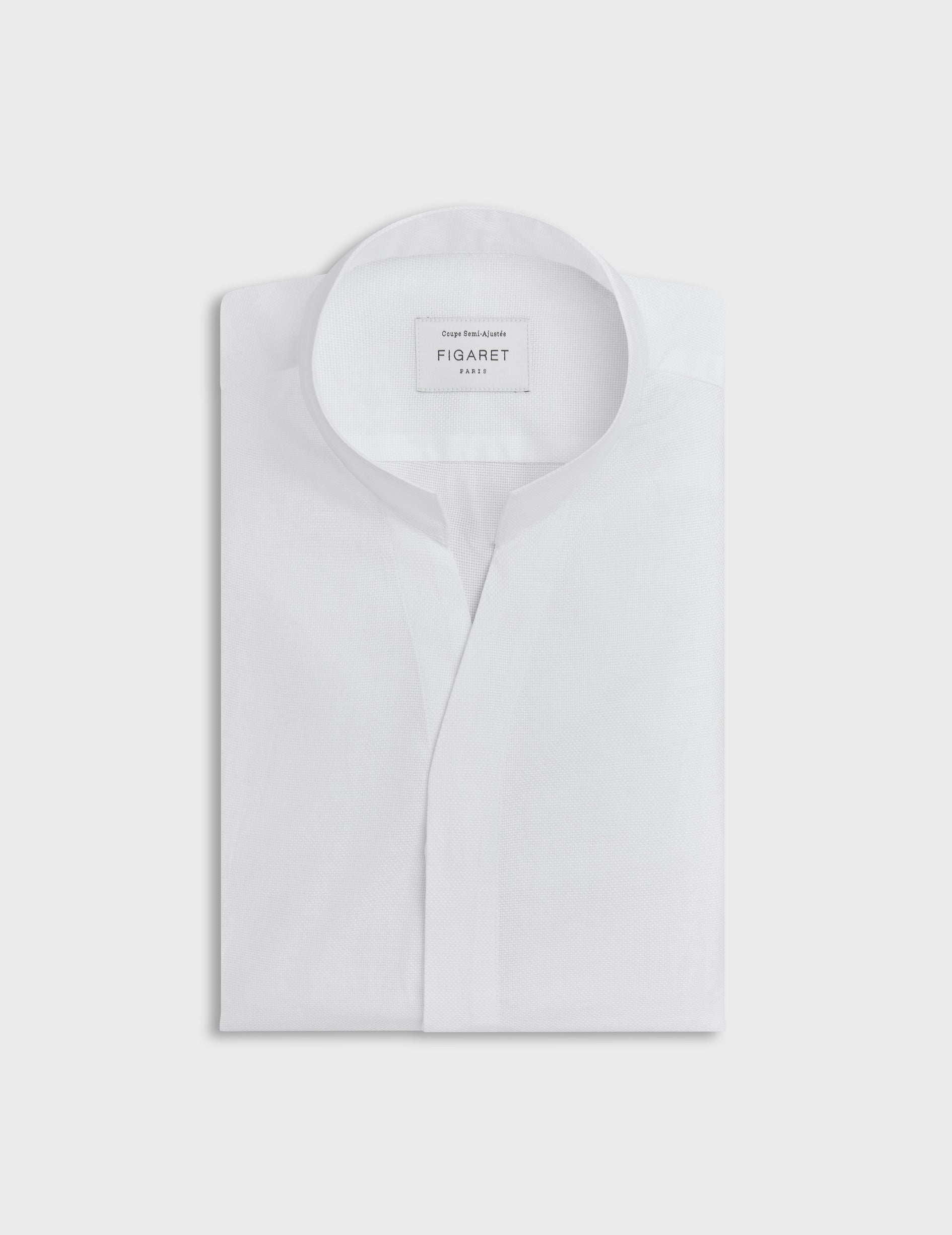 White hidden throat Carl shirt - Fashioned - Open straight  Collar
