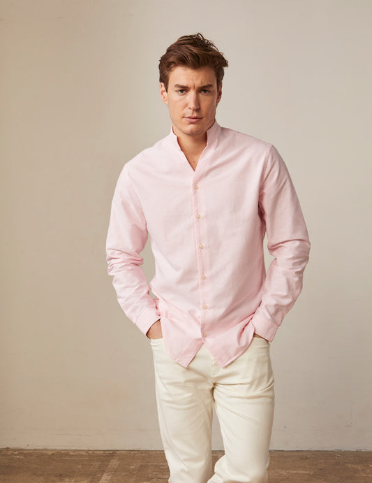 Chemise Carl rose - Oxford - Col Droit ouvert