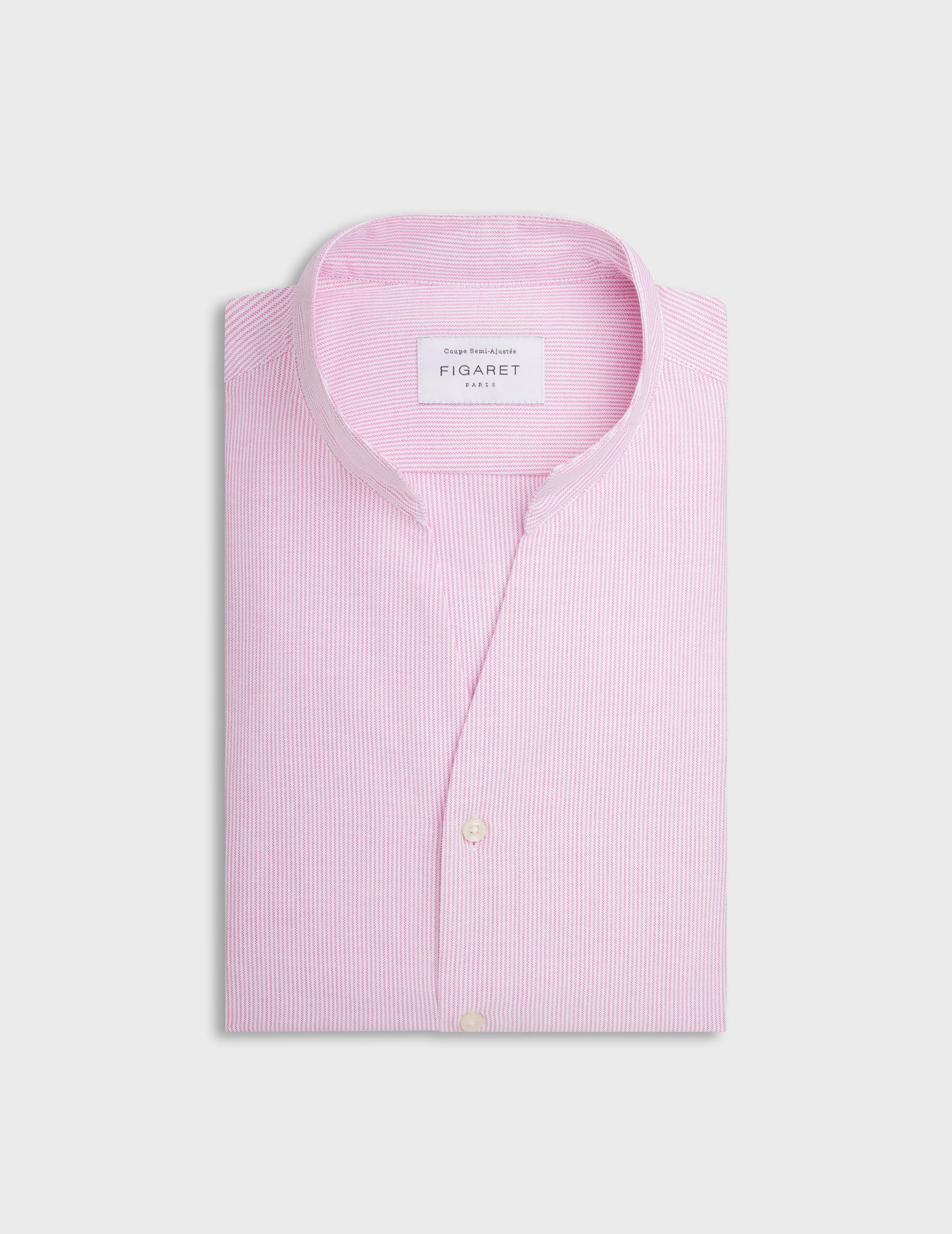 Striped pink Carl shirt - Oxford - Open straight Collar