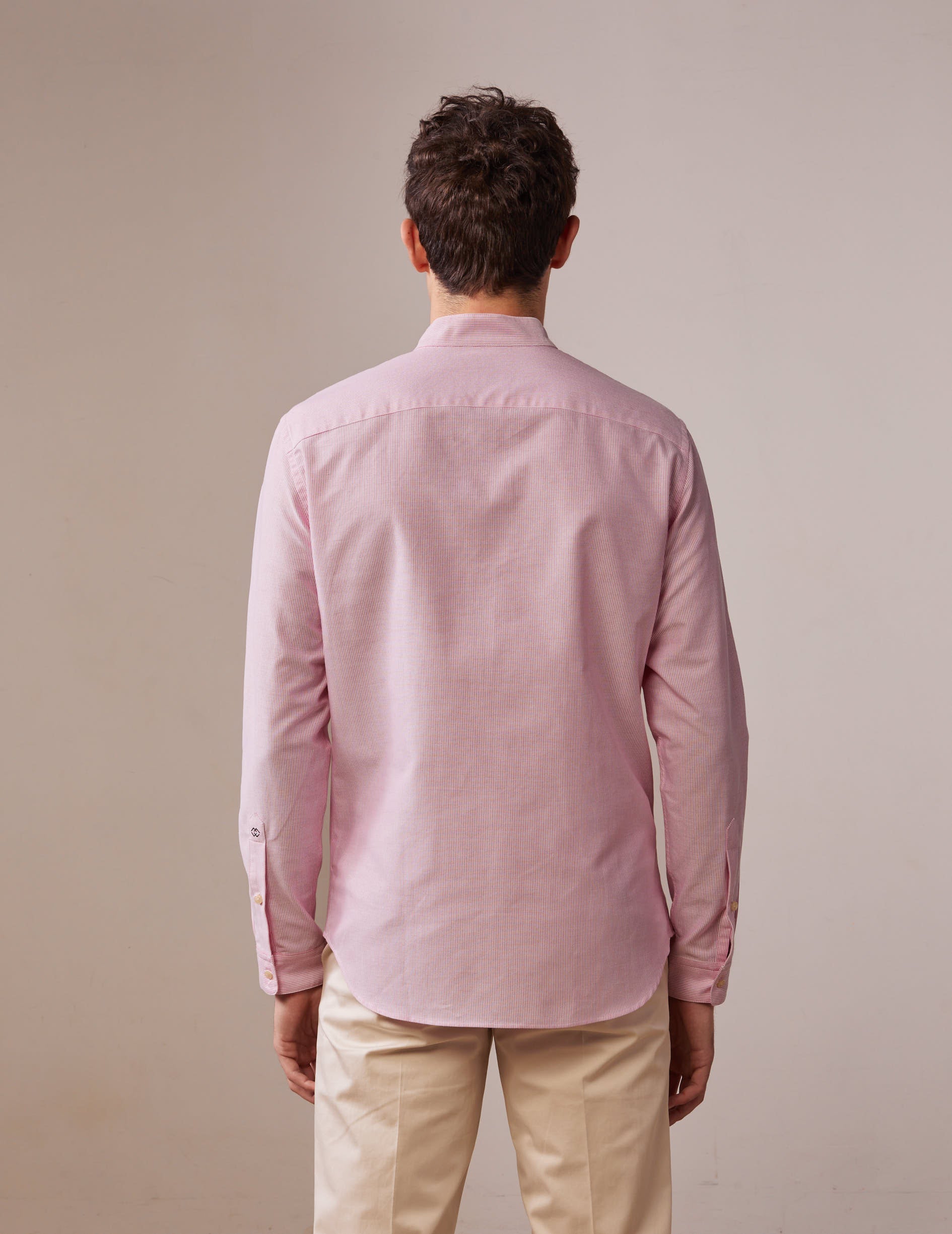 Striped pink Carl shirt - Oxford - Open straight Collar