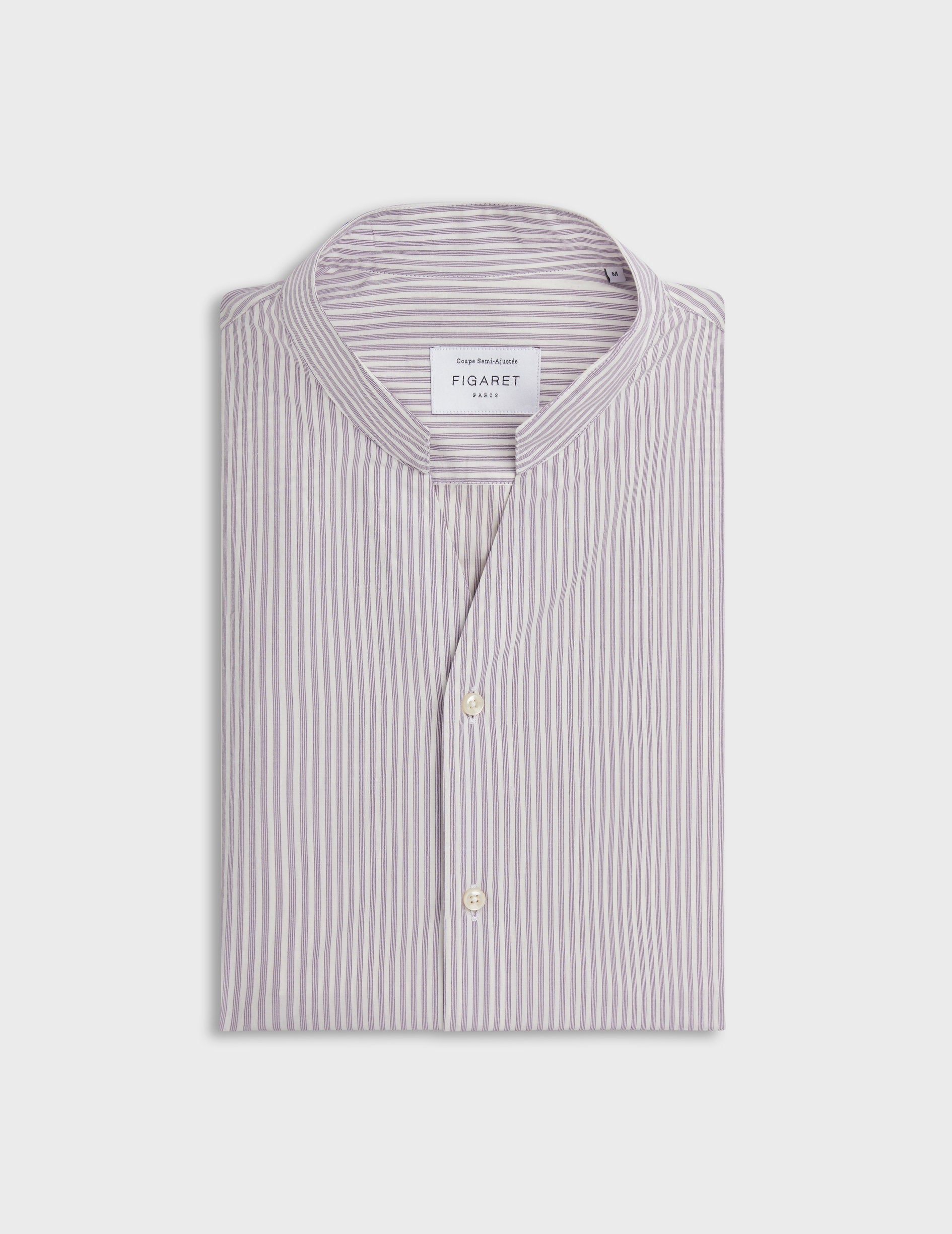 Striped purple Carl shirt - Poplin - Open straight Collar