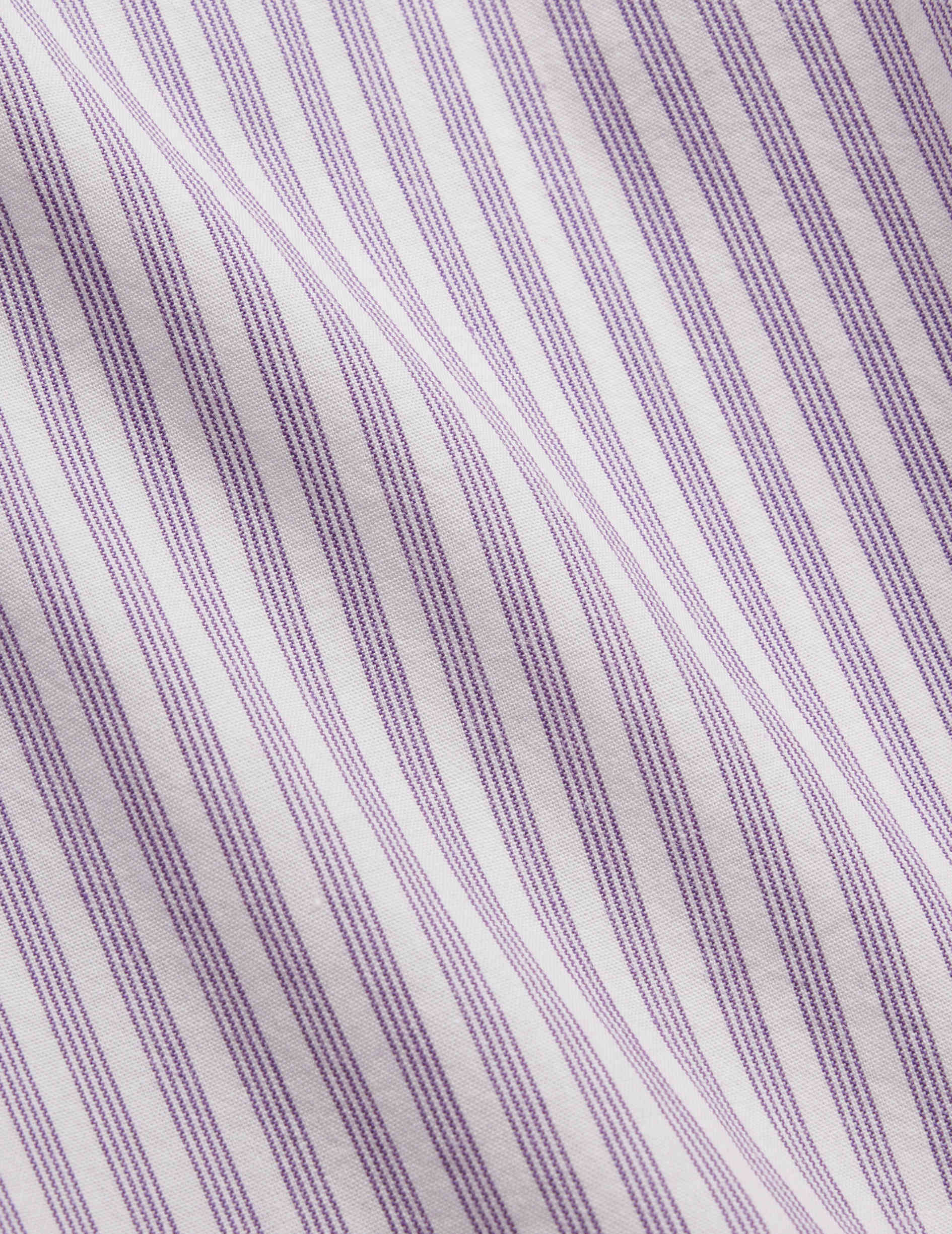 Striped purple Carl shirt - Poplin - Open straight Collar