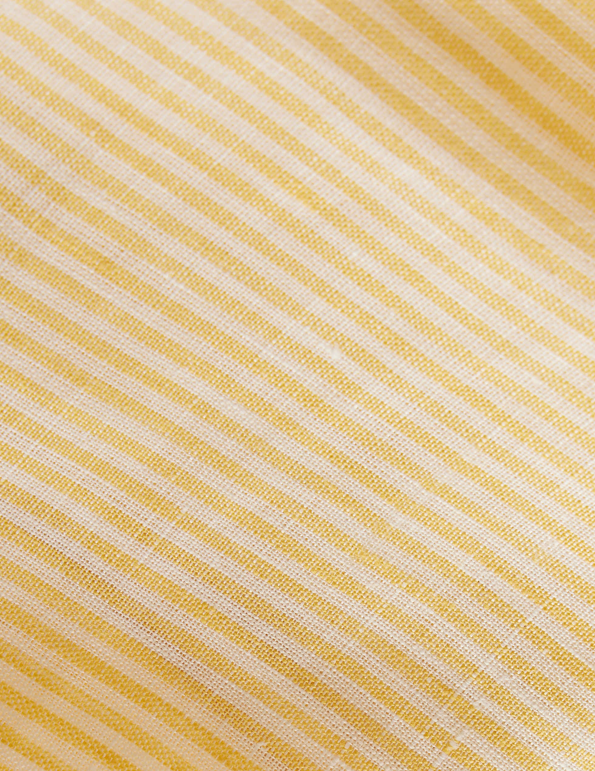 Yellow striped linen Carl shirt - Linen - Open Straight Collar