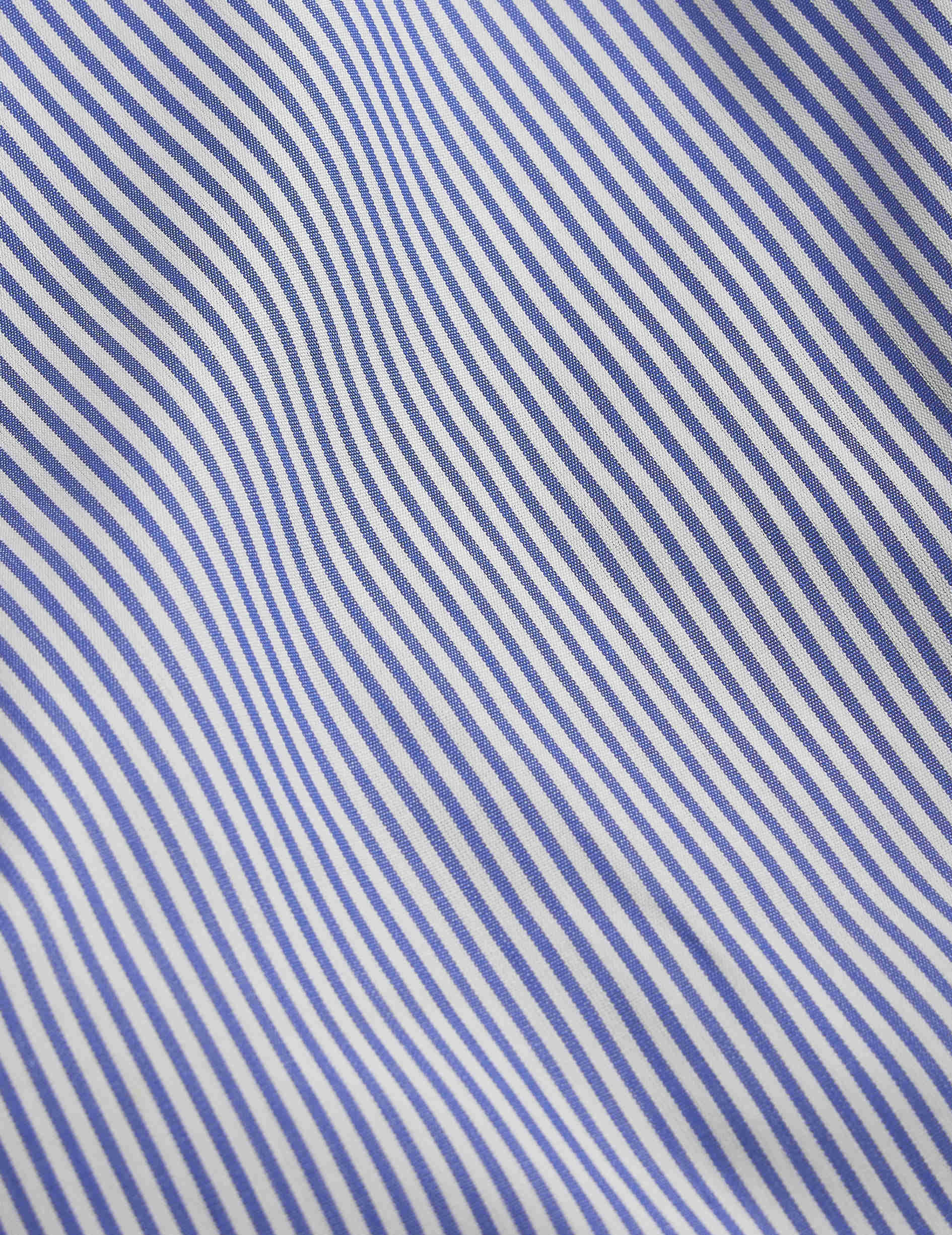 Chemise semi-ajustée rayée bleue - Popeline - Col Double