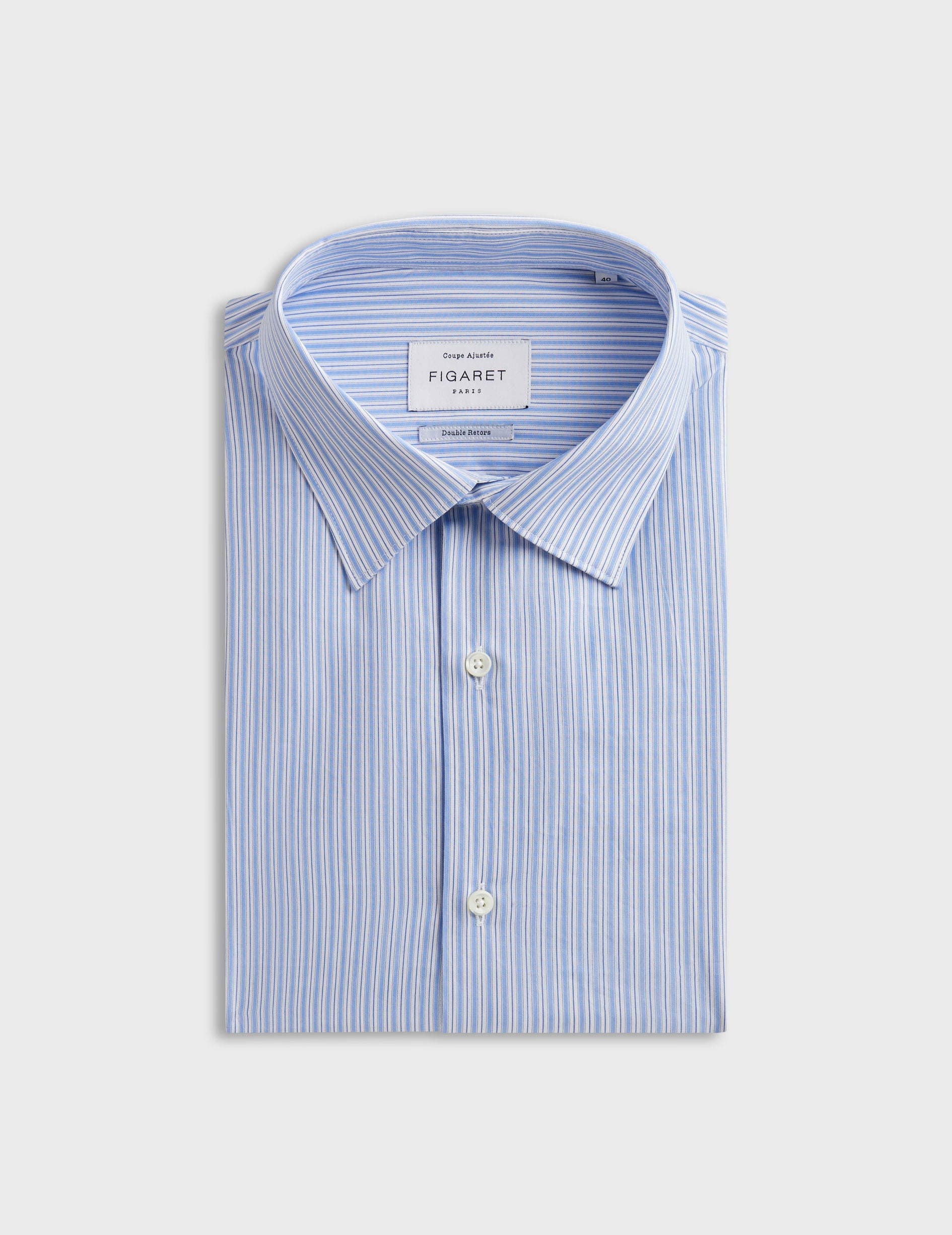 fitted blue Striped  shirt