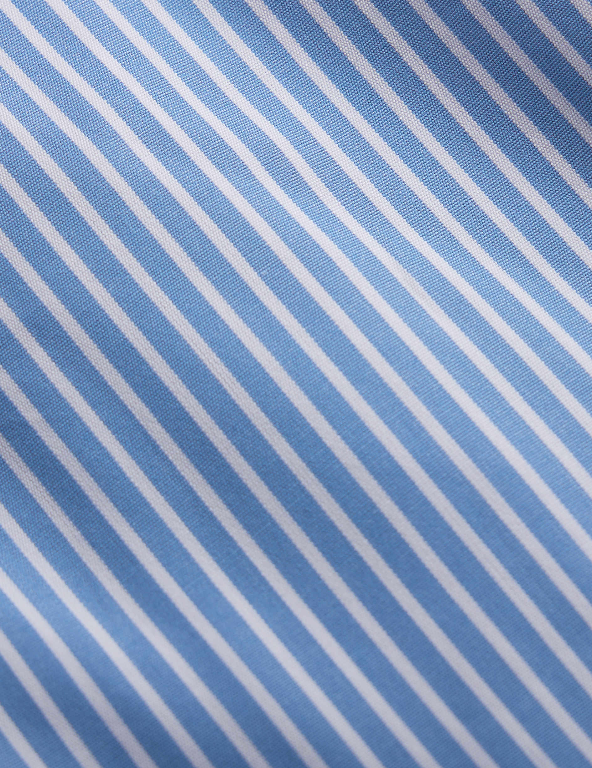 Blue striped fitted shirt - Poplin - Figaret Collar