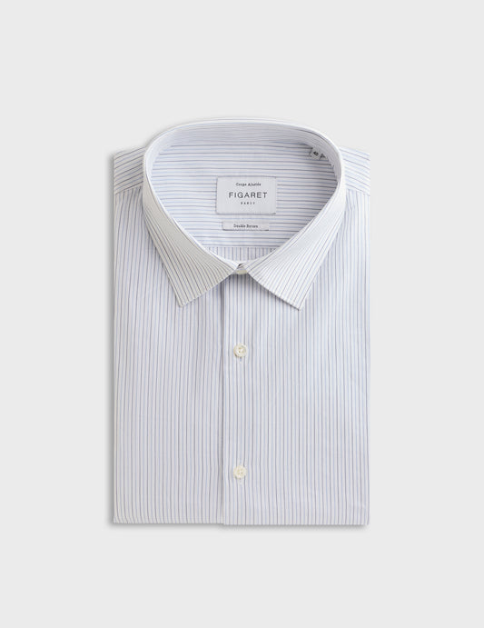 fitted blue Striped  shirt - Poplin - Figaret Collar