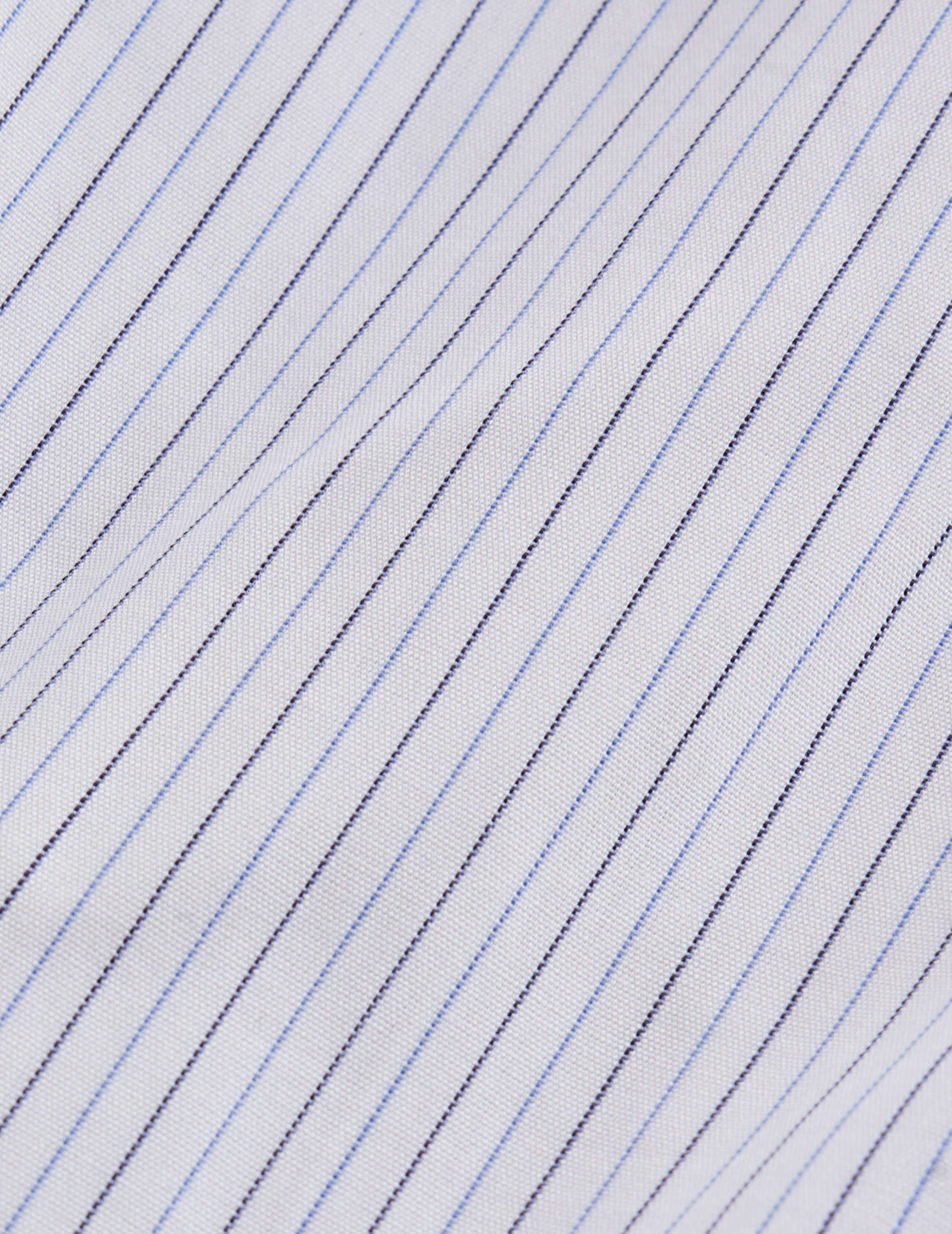 Chemise ajustée rayée bleue - Popeline - Col Figaret