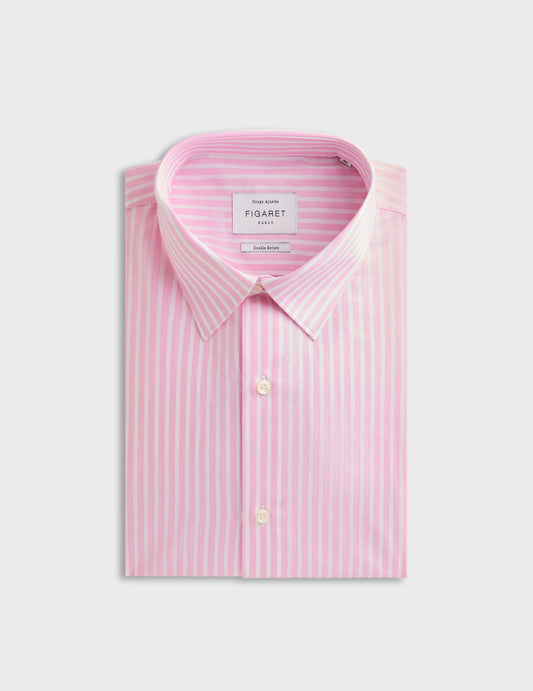 fitted pink Striped  shirt - Poplin - Figaret Collar
