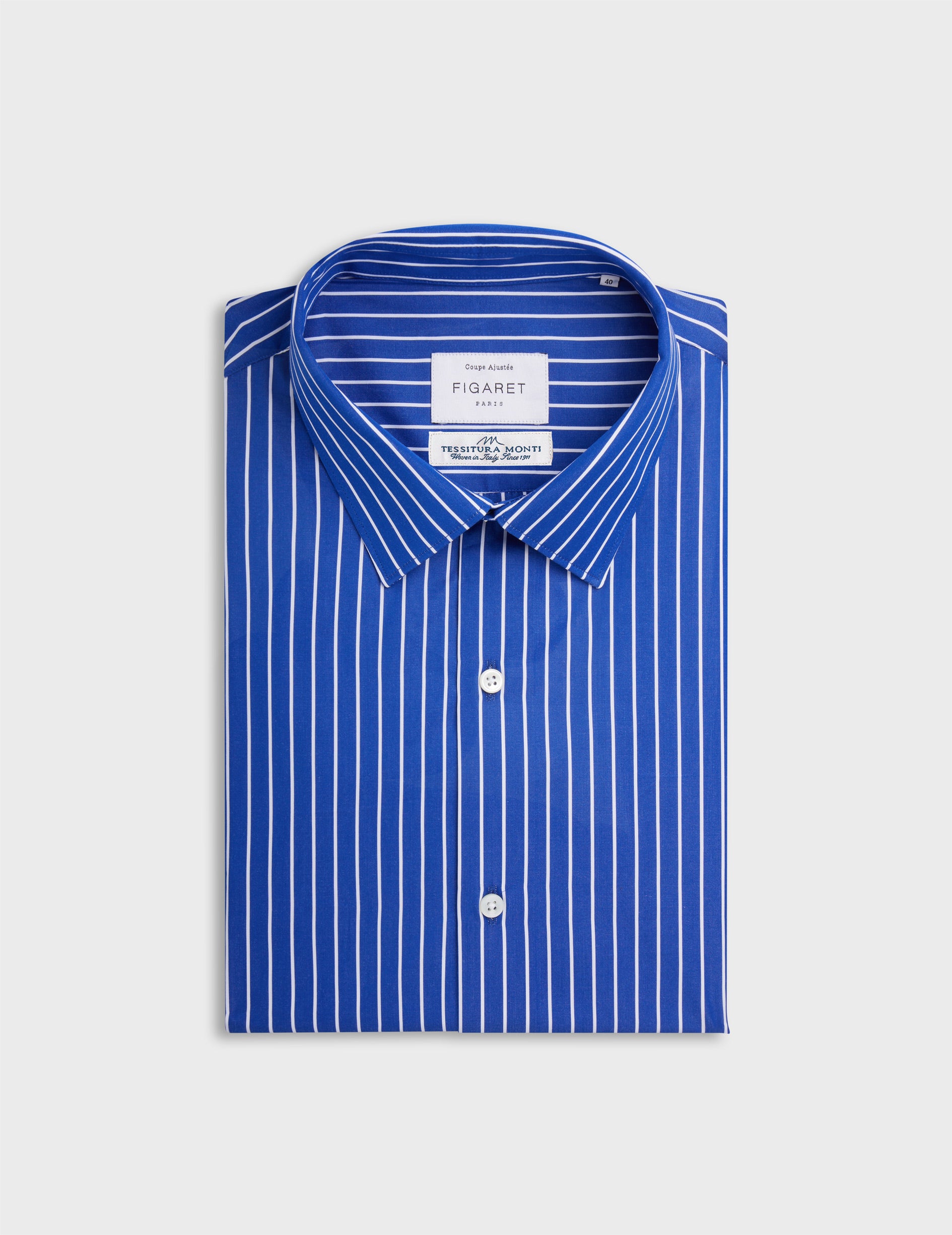  fitted navy Striped shirt - Poplin - Figaret Collar