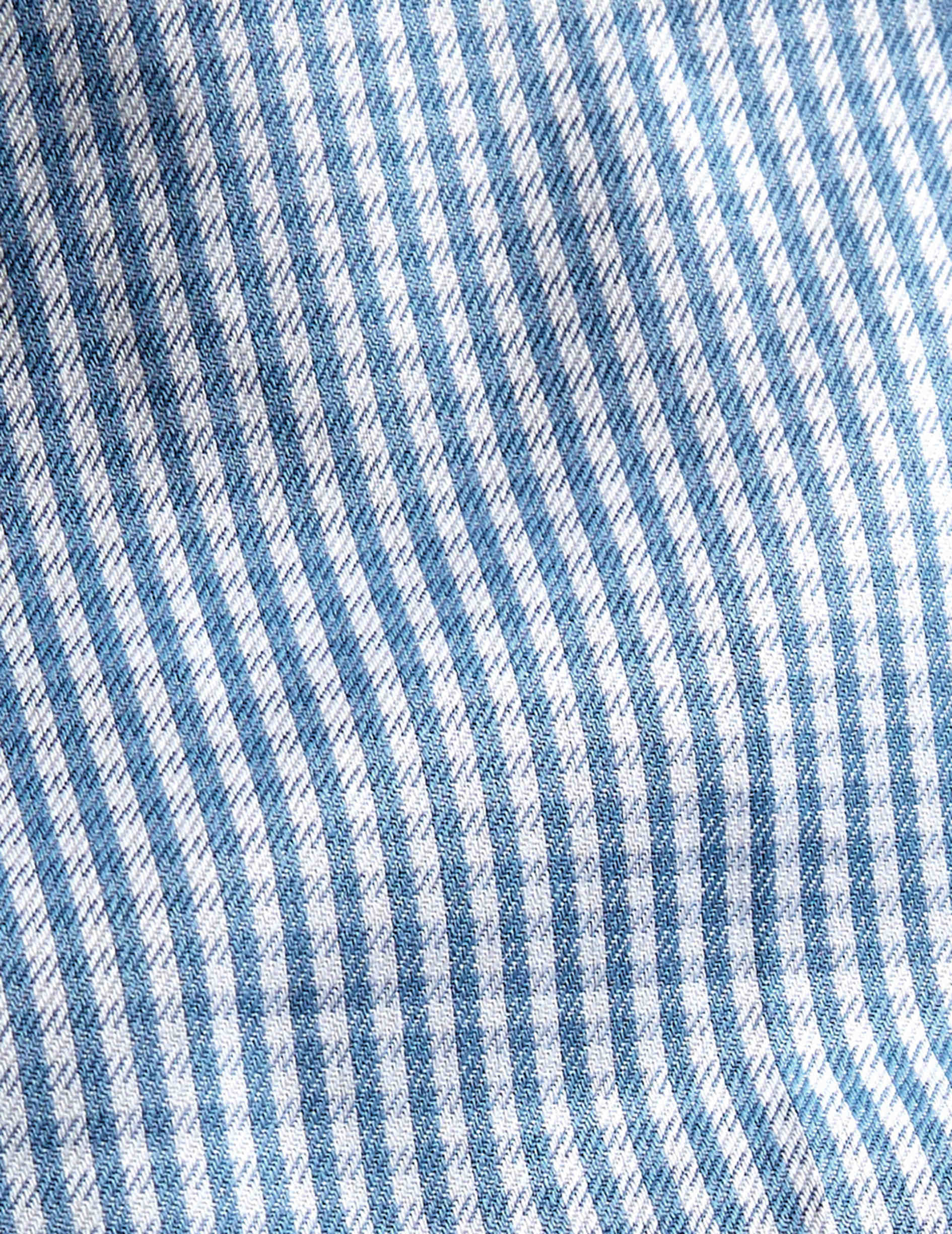 Chemise classique à carreaux bleus - Twill - Col Figaret