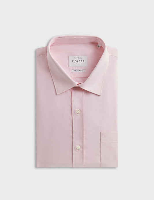 Striped pink classic shirt - Poplin - Figaret Collar