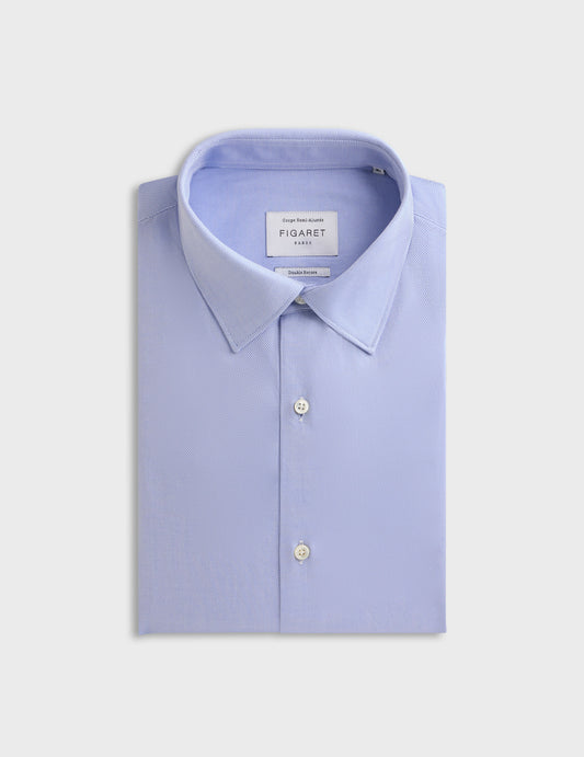 Blue semi-fitted shirt - Fashioned - Figaret Collar