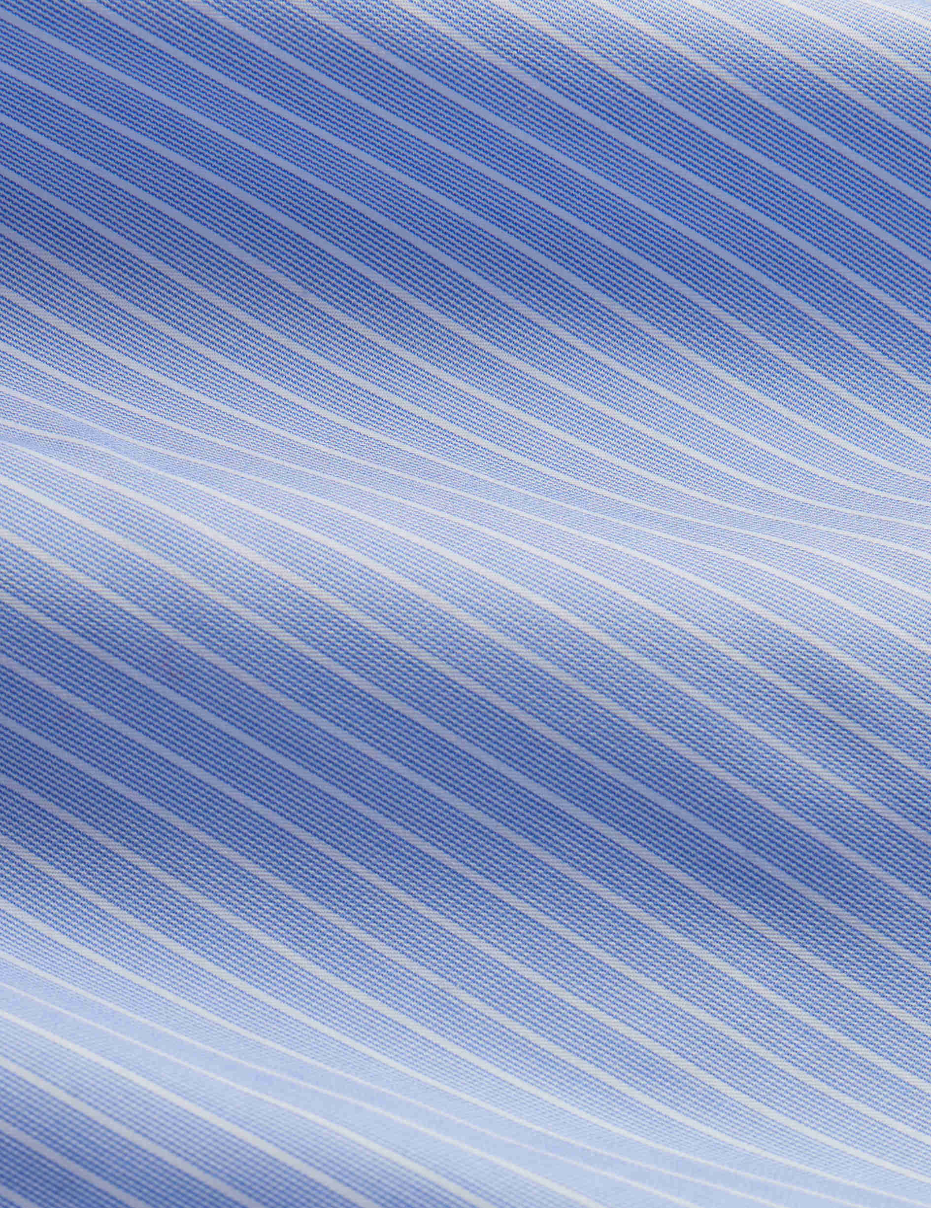 Chemise semi-ajustée infroissable rayée bleue - Twill - Col Figaret