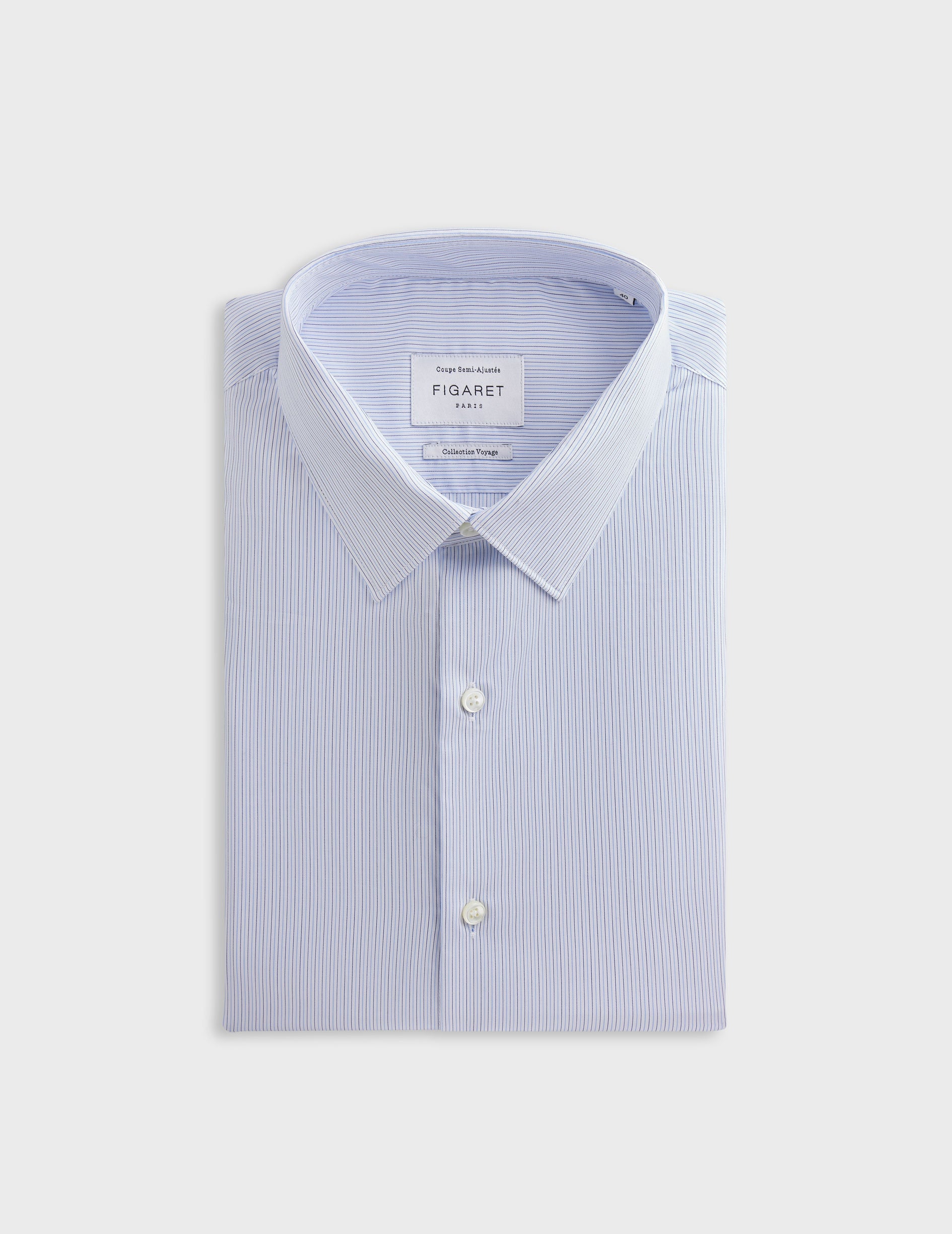 Striped blue semi-fitted shirt