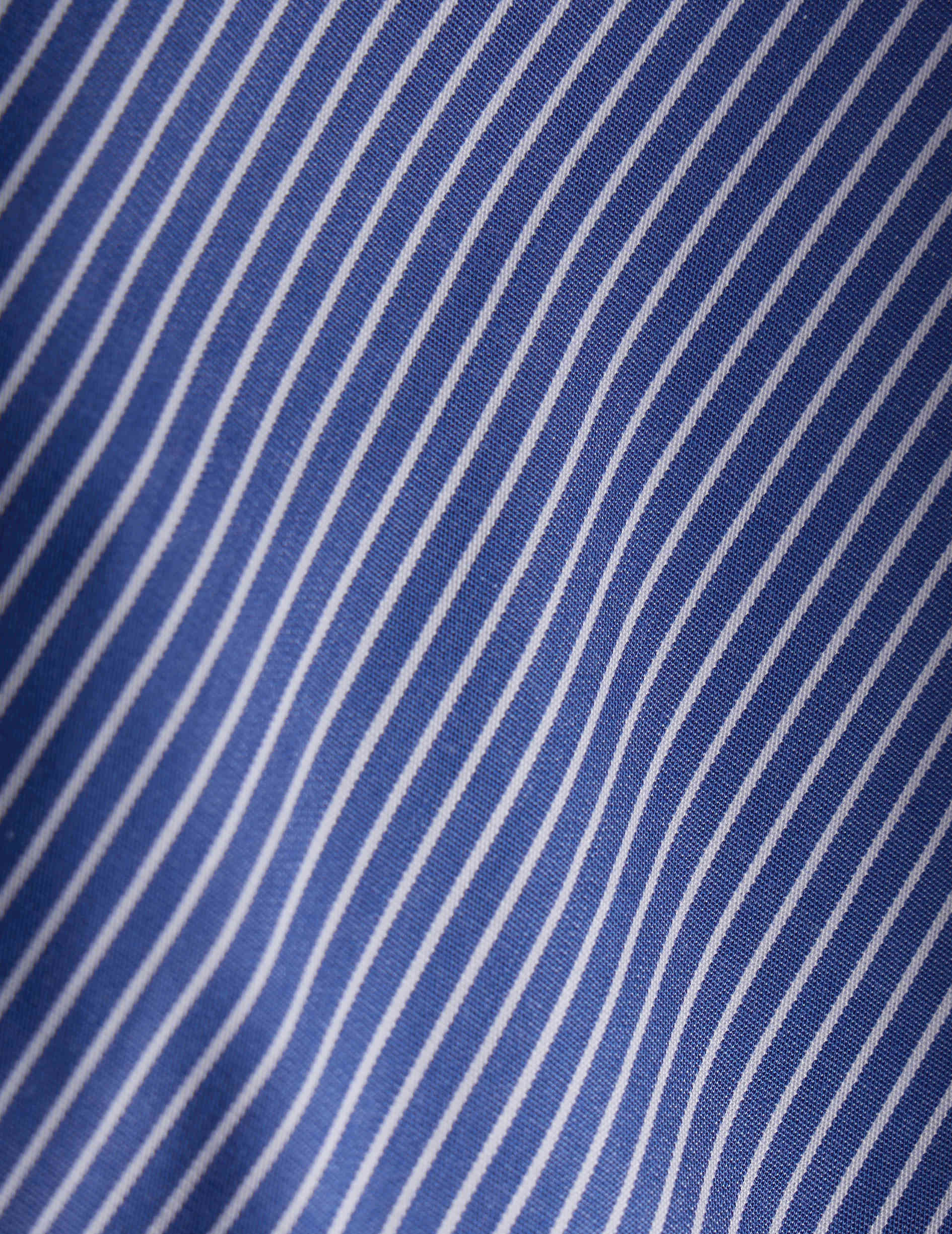 Blue striped semi-fitted shirt - Poplin - Figaret Collar
