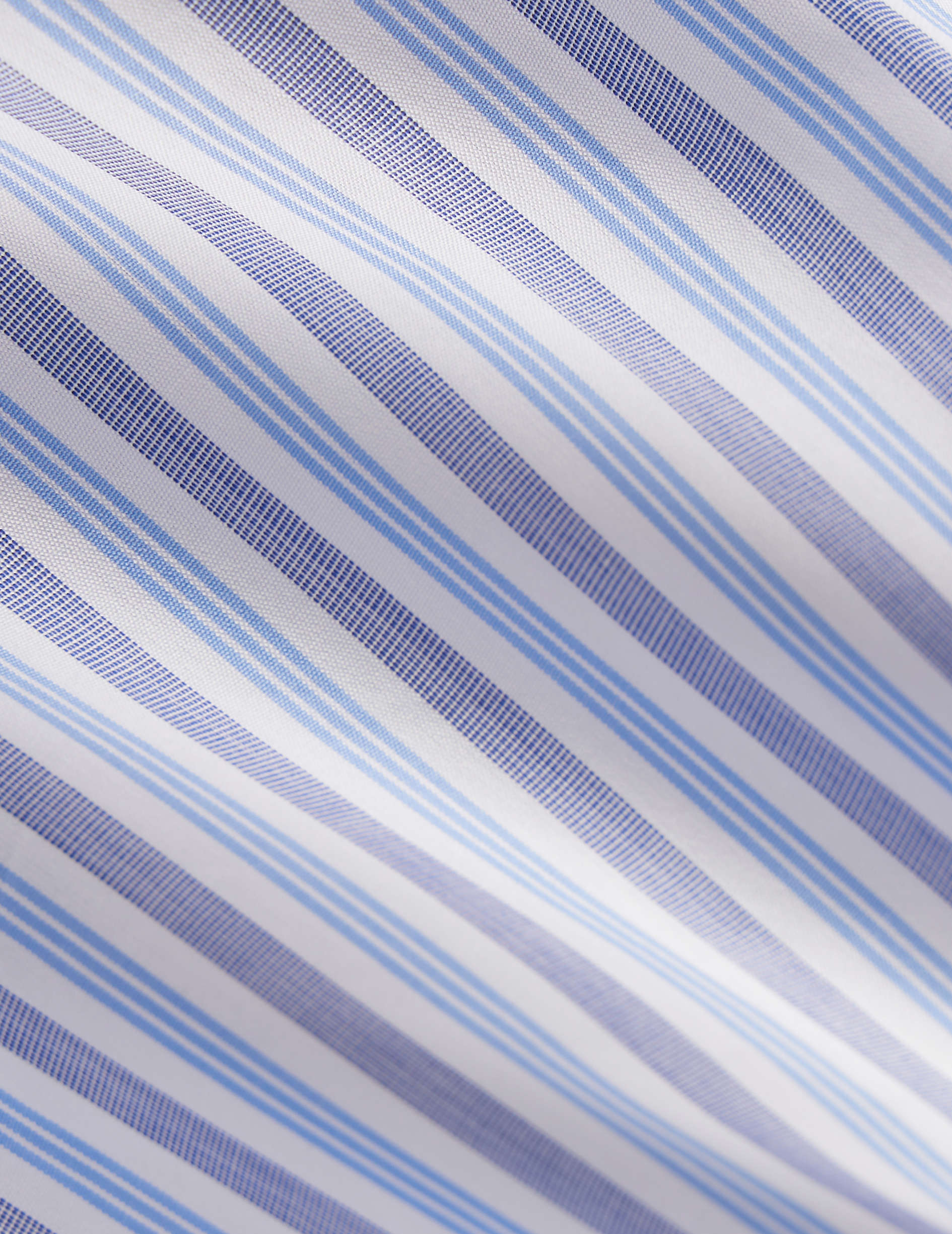 Blue striped semi-fitted shirt - Poplin - Figaret Collar