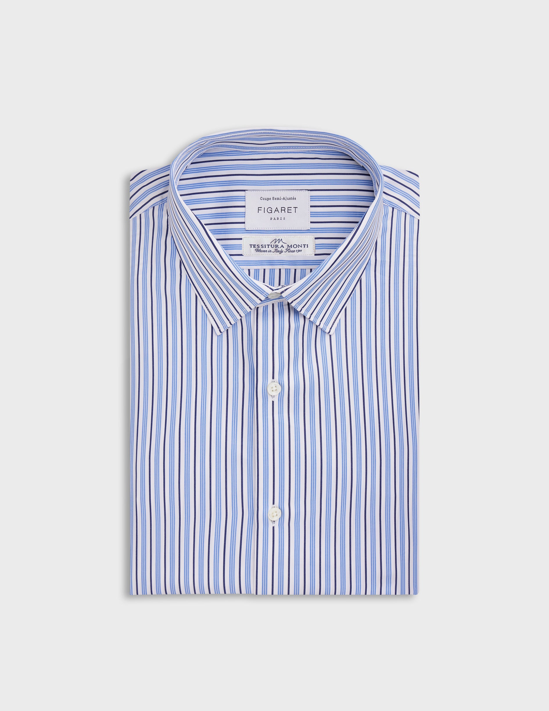 Striped navy semi-fitted shirt