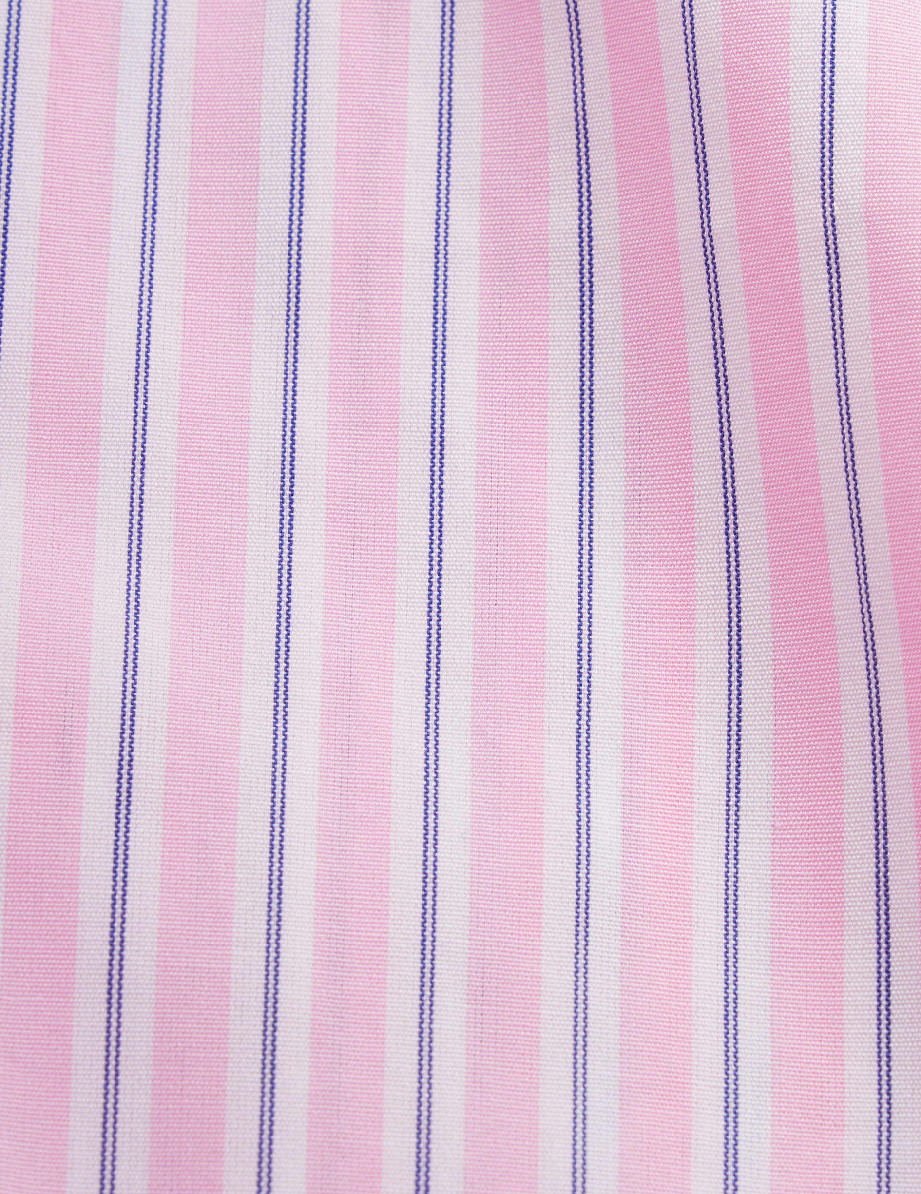 Chemise semi-ajustée rayée rose - Popeline - Col Figaret