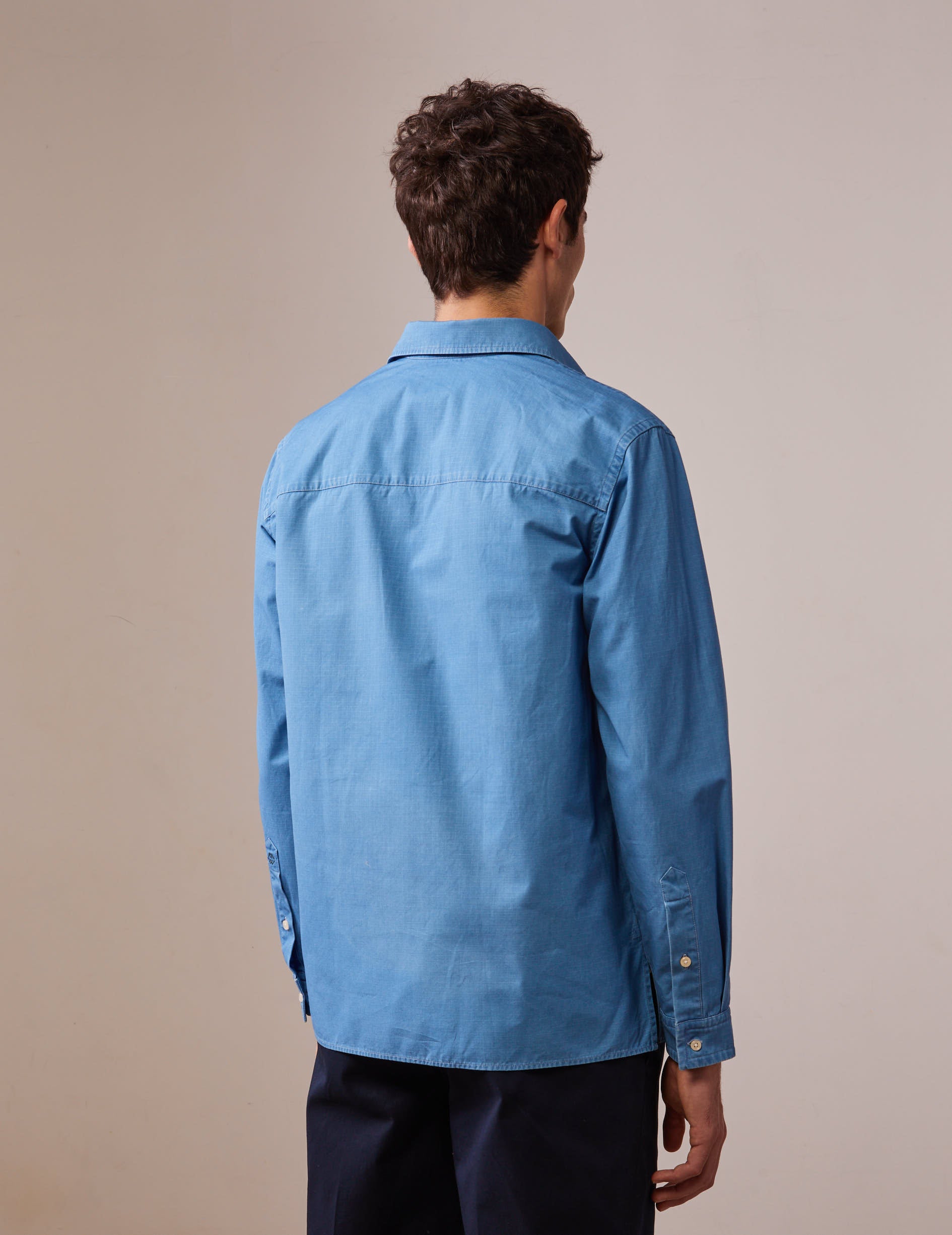 Florian shirt in light blue ripstop - Ripstop - French Collar