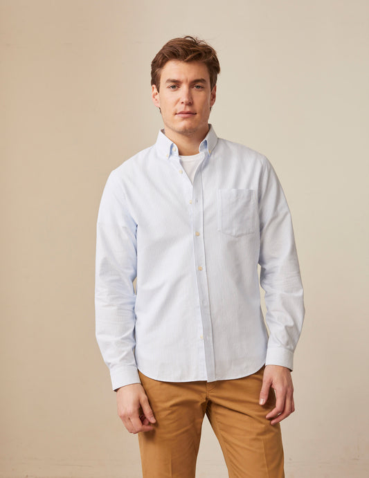 Striped light blue Gabriel shirt - Oxford - American Collar